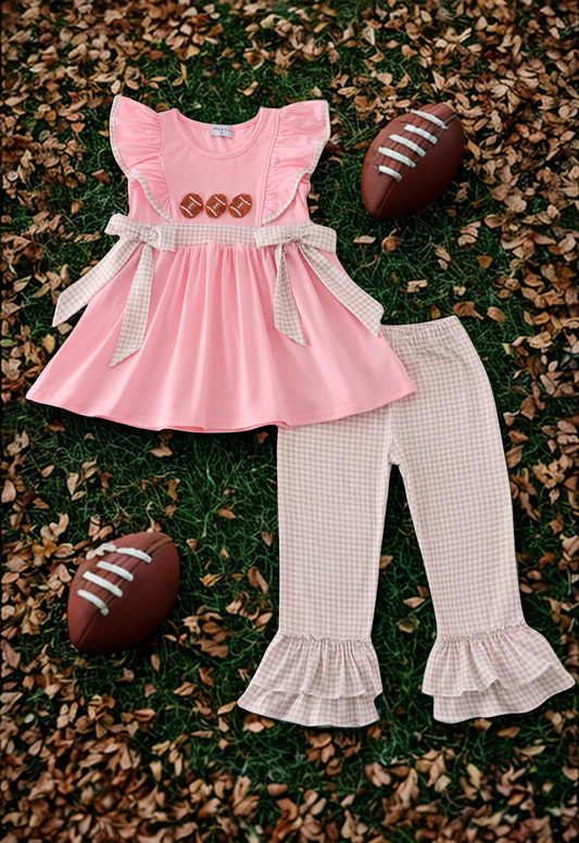 Pink Football French Knot Pants Set