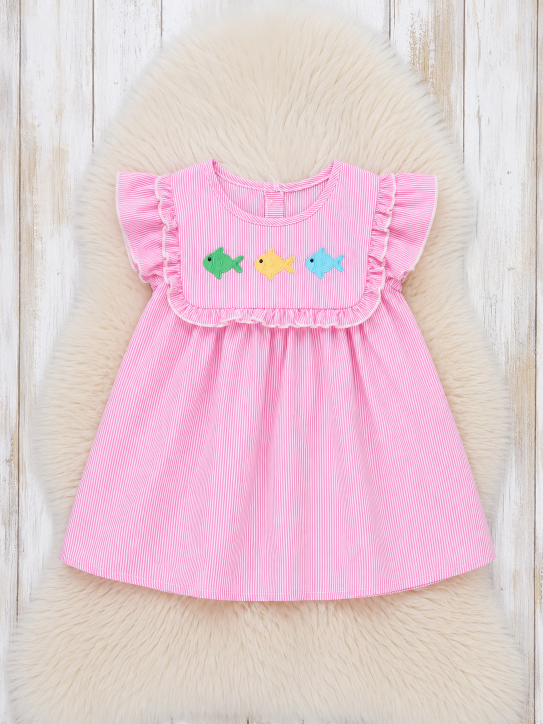 Baby Fish Embroidered 100% Cotton Dress
