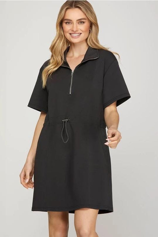 Black Drawstring Dress by She + Sky