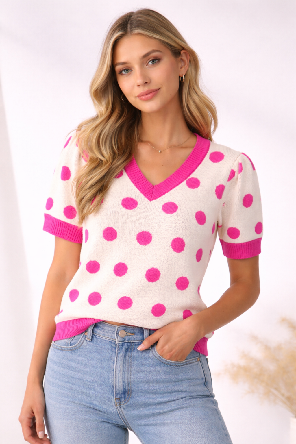 Polka Dot Knit Top