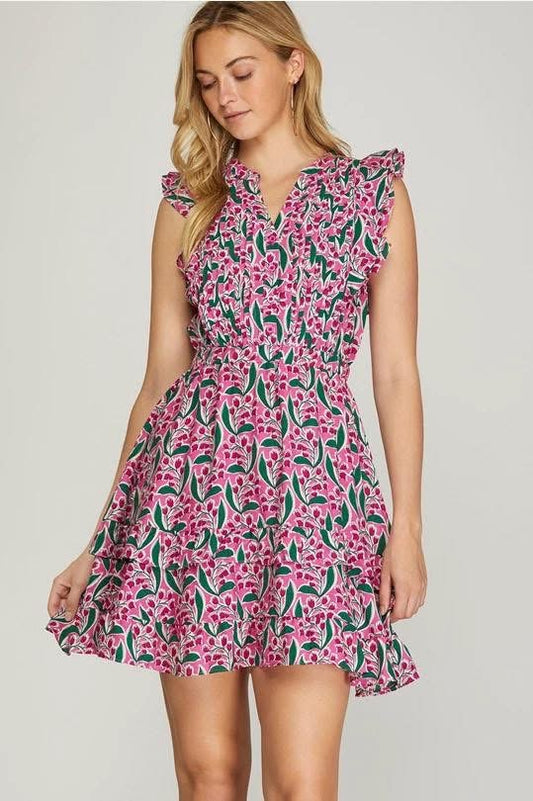 Pink & Pine Floral Ruffle Dress – She + Sky