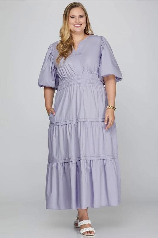 Lavender Lane Smocked Midi Dress – She + Sky