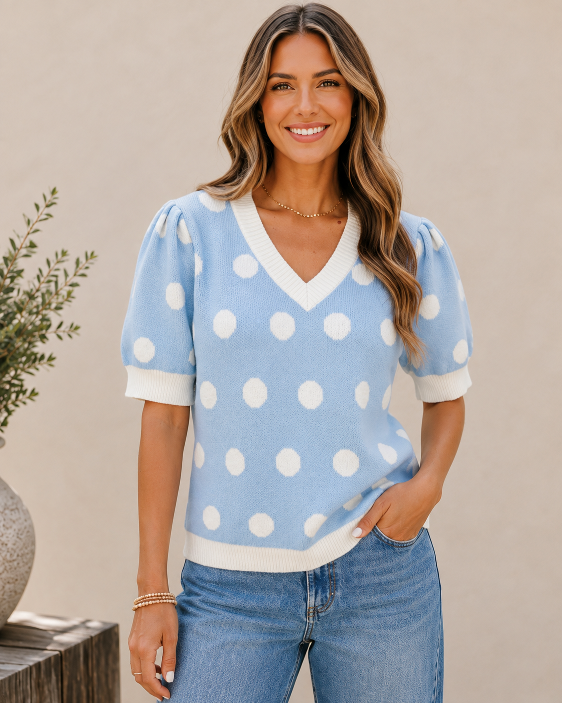 Polka Dot Knit Top