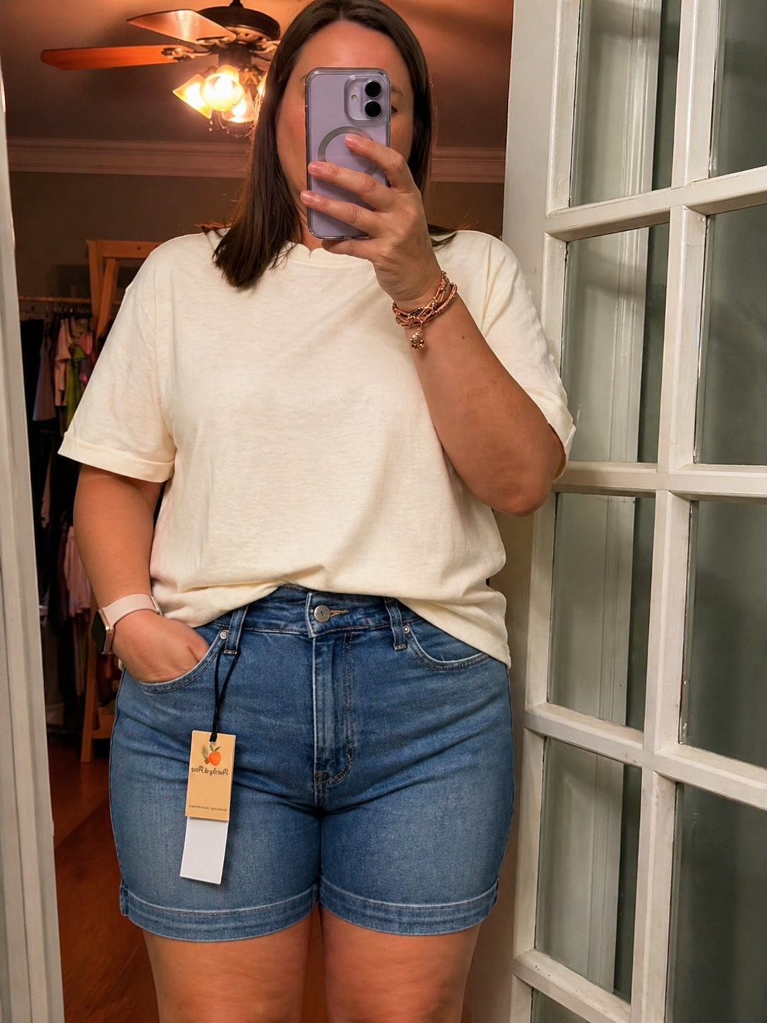 RISEN High Rise Cuffed Hem Shorts