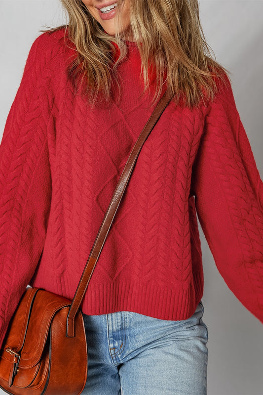 Red Cable Knit Soft Sweater