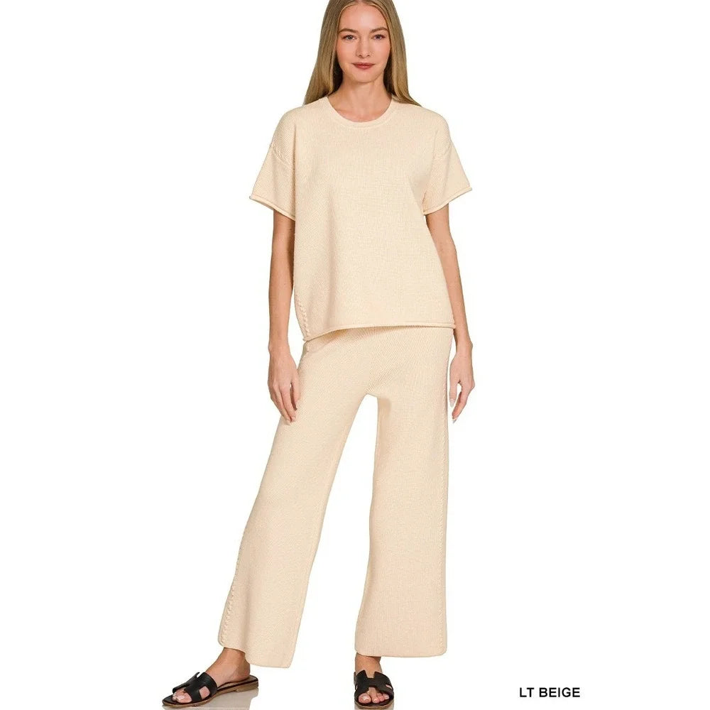 Viscose Round Neck Top & Pants Set