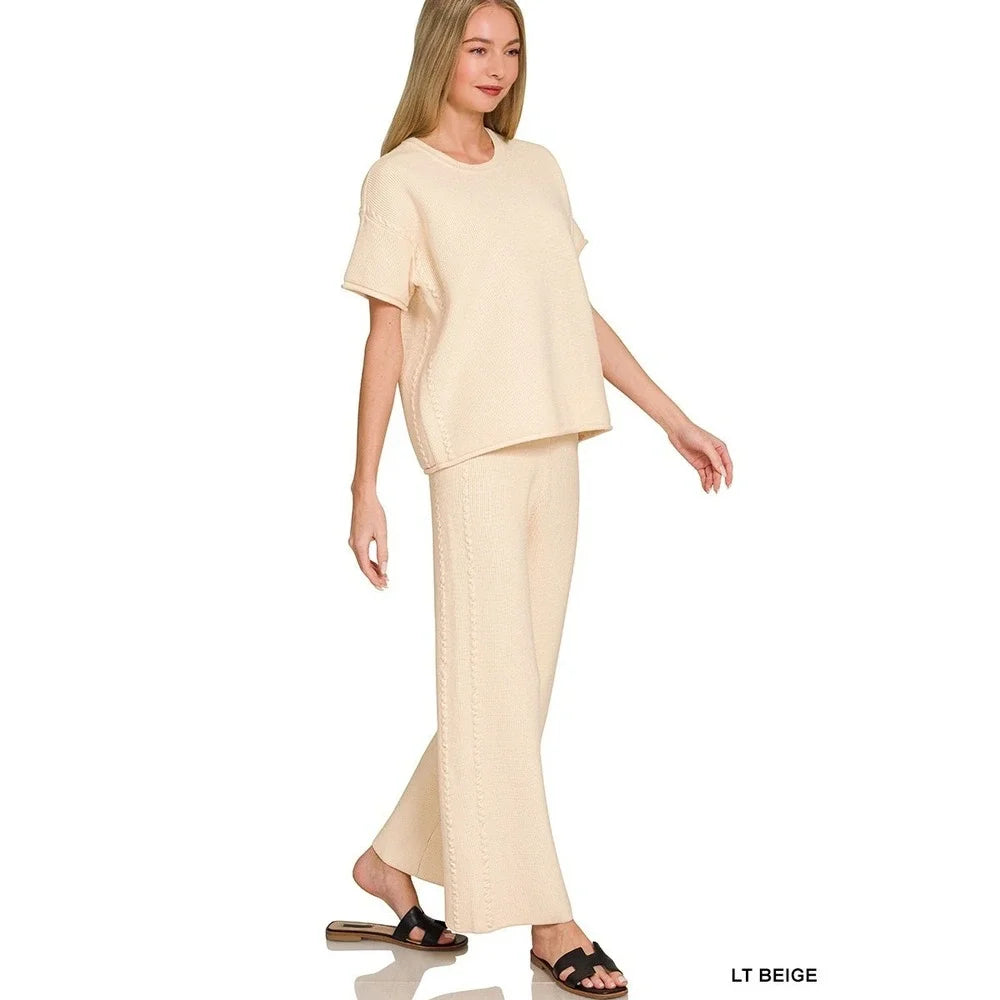 Viscose Round Neck Top & Pants Set