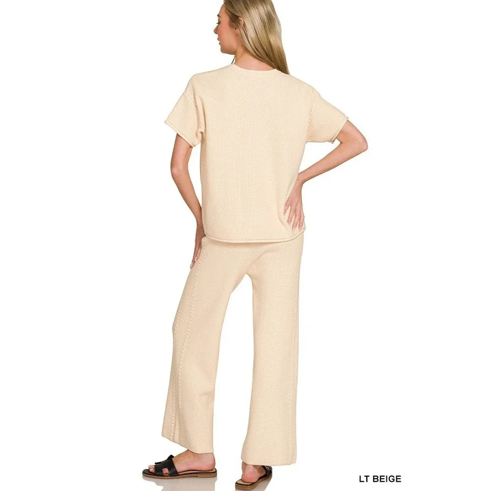 Viscose Round Neck Top & Pants Set