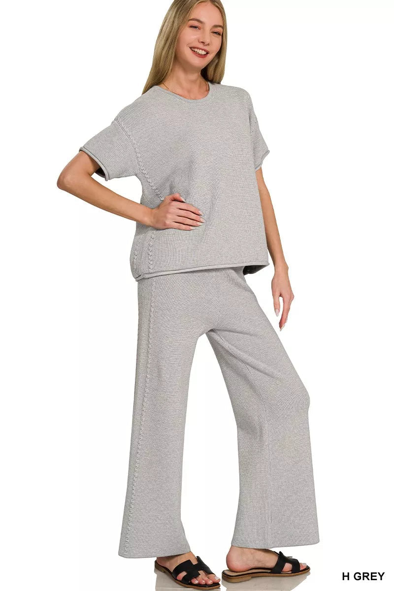 Viscose Round Neck Top & Pants Set