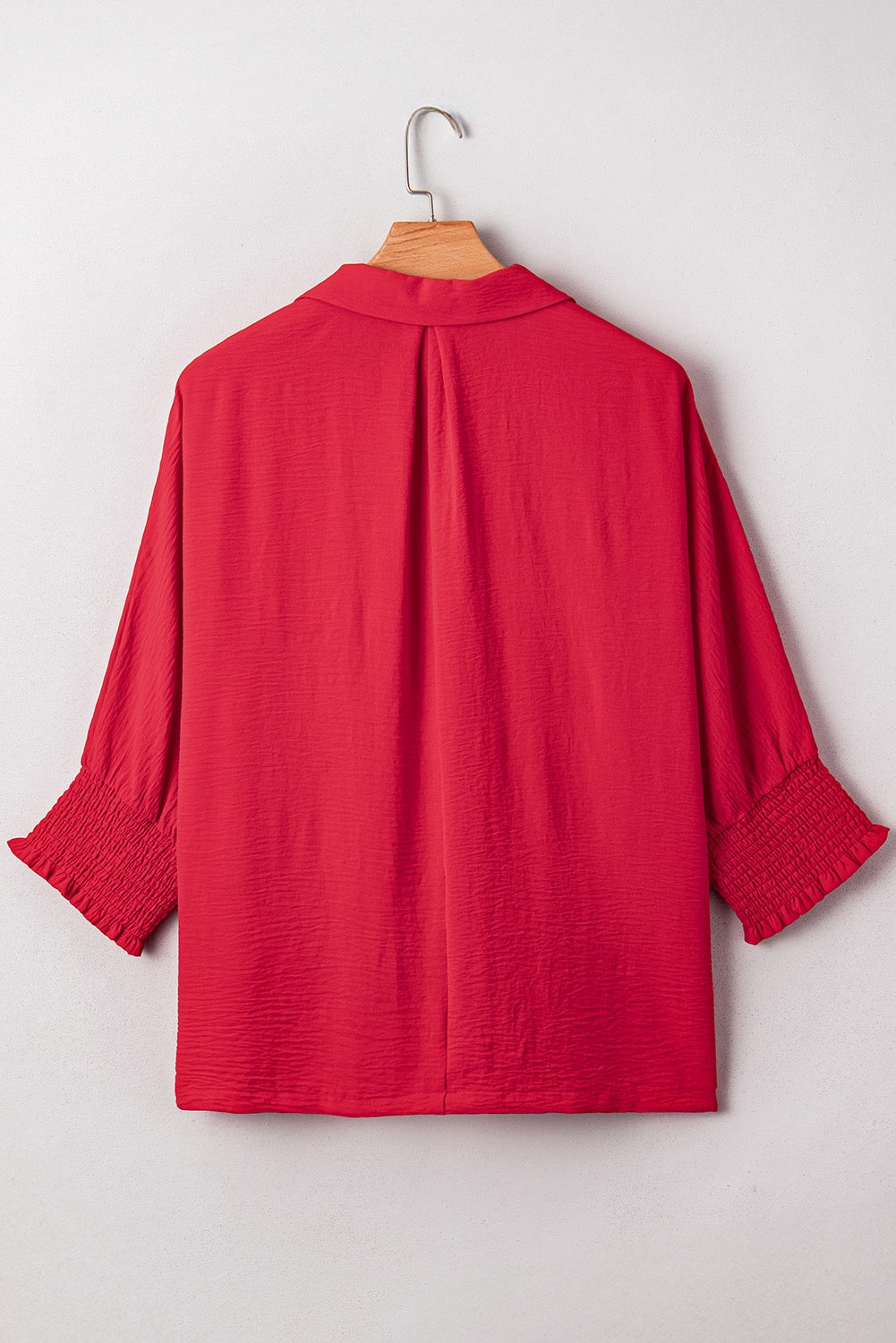Fiery Red V-Neck Collared Oversized Top | Peachy & Pine Women’s Blouse