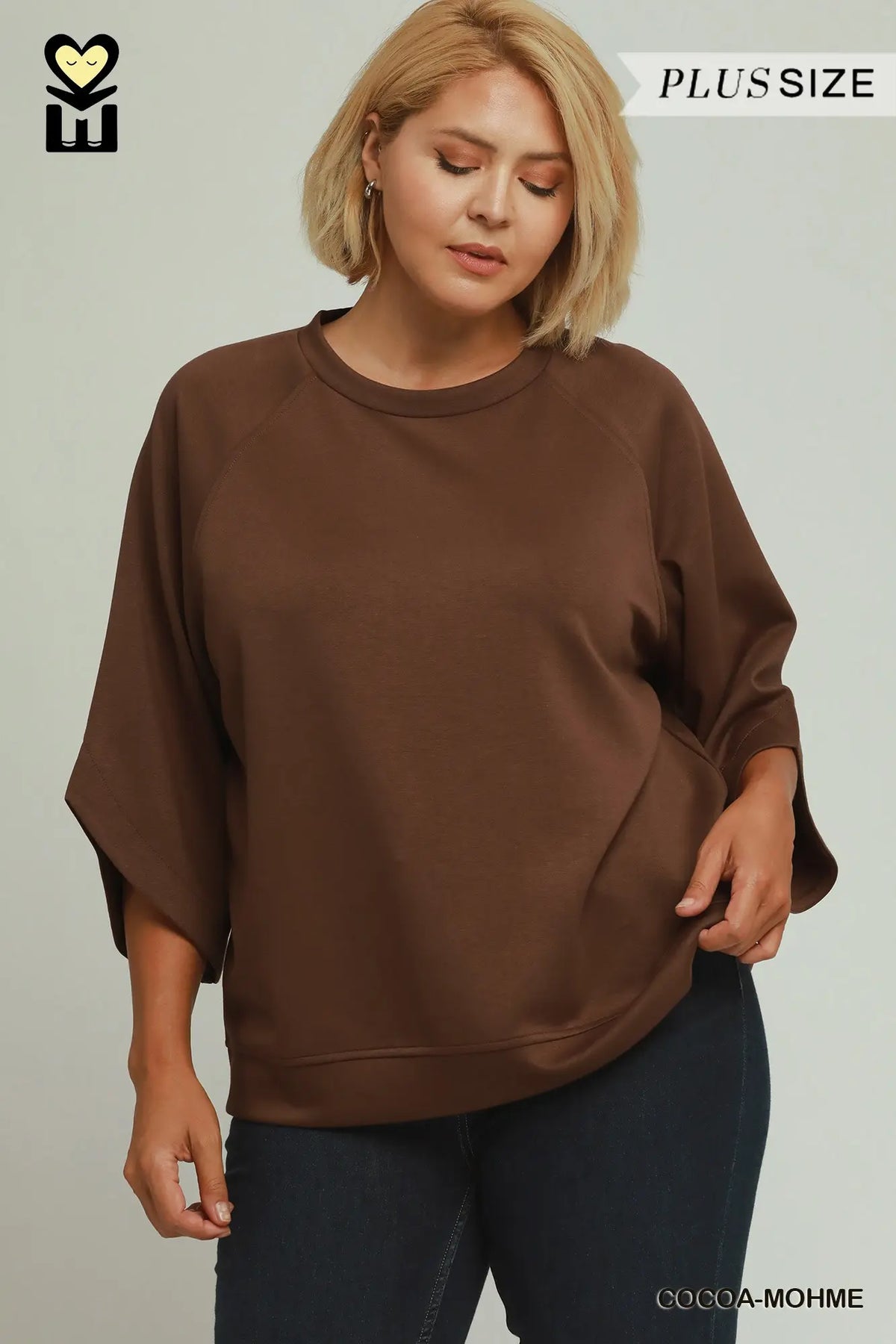 Umgee LuxeKnit Cocoa Raglan Sleeve Top