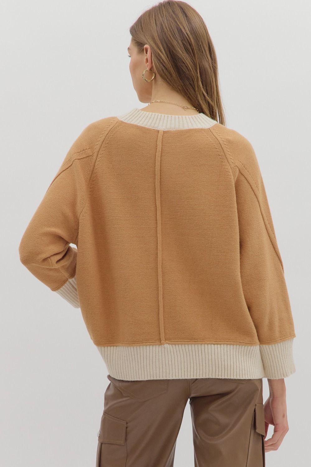 Pumpkin Spice Contrast Trim Sweater