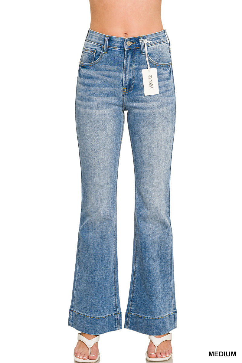 Tummy Control Elastic Waist Flare Jeans