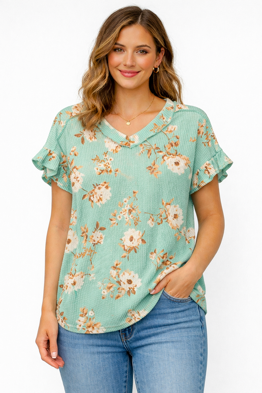 Sweet Meadow Floral Flutter Top