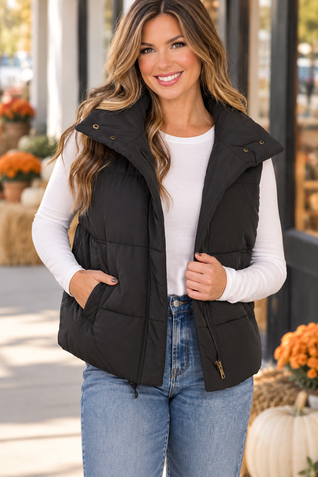 High Neck Puffer Vest