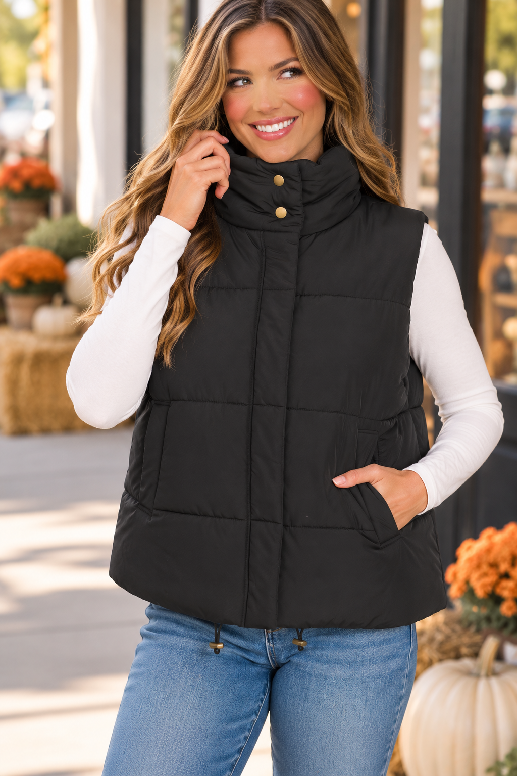 High Neck Puffer Vest