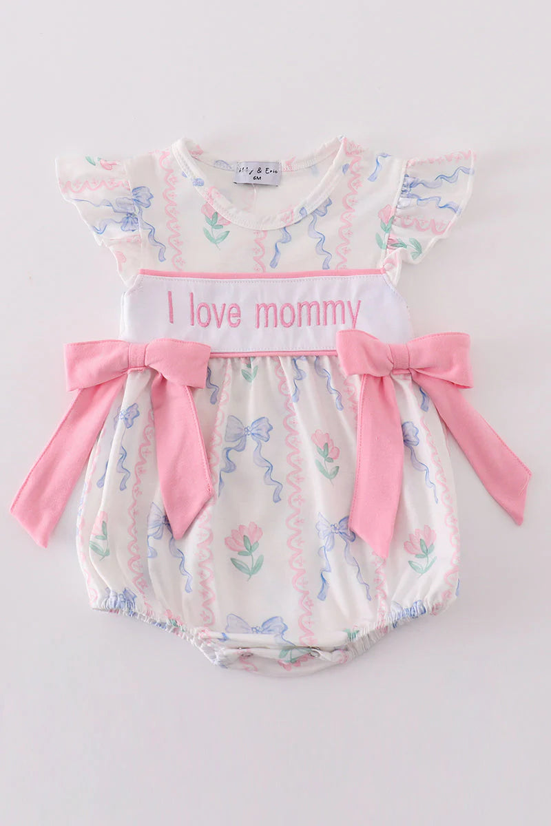 I Love Mommy Bow Bubble  Romper