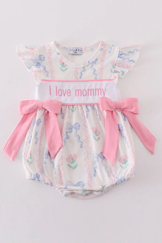 I Love Mommy Bow Bubble  Romper