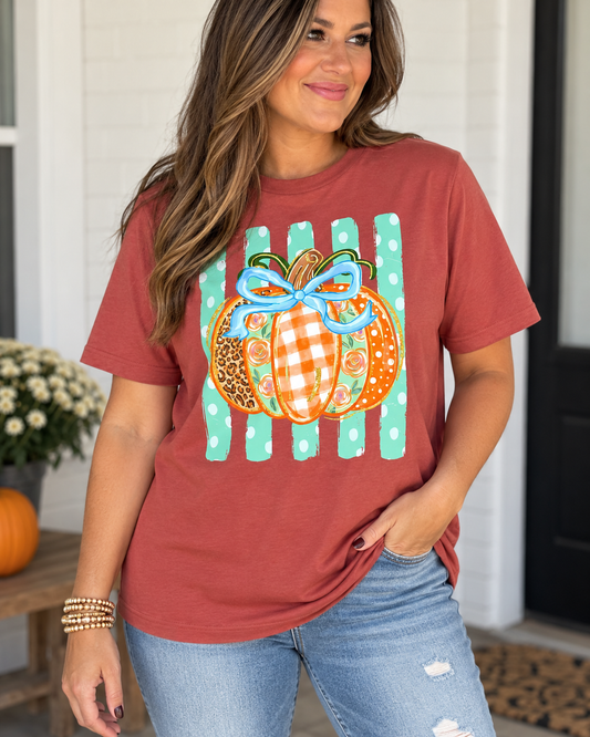 Tultex Rust Pumpkin Polka Dot Tee