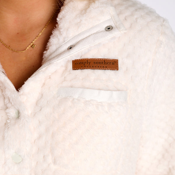 Simply Southern Soft Fleece Snap Pullover in Ivory