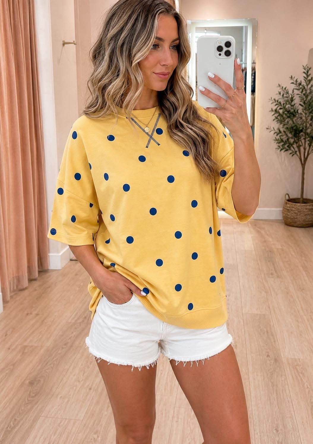 Yellow Polka Dot Oversized Shirt