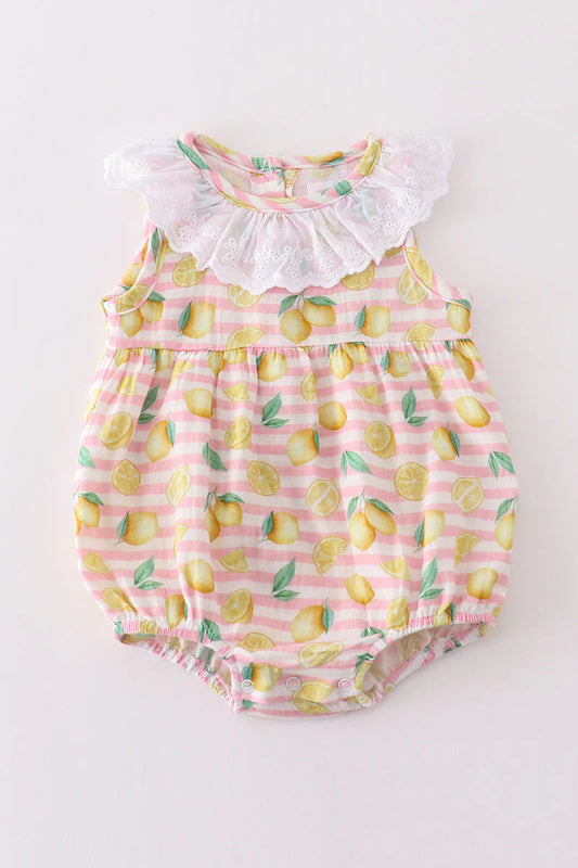 Premium Pink Muslin Stripe Lemon Bubble