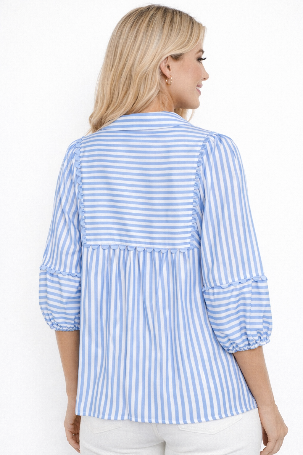 Bluebell Stripe Ric Rac Blouse
