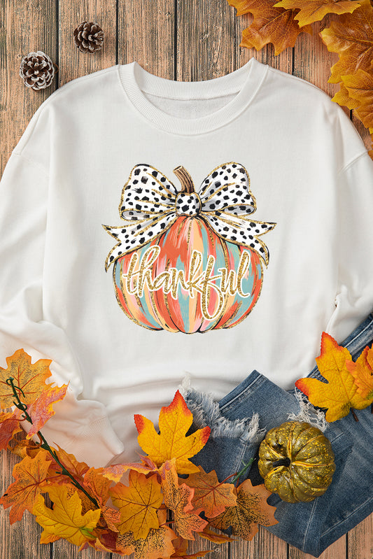 Pumpkin Polka Dot Bow Thanksgiving Sweatshirt