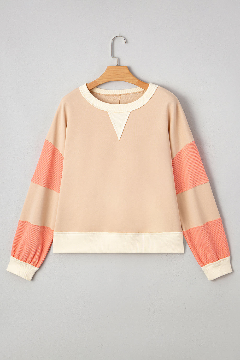 Light French Beige Color Block Sweatshirt