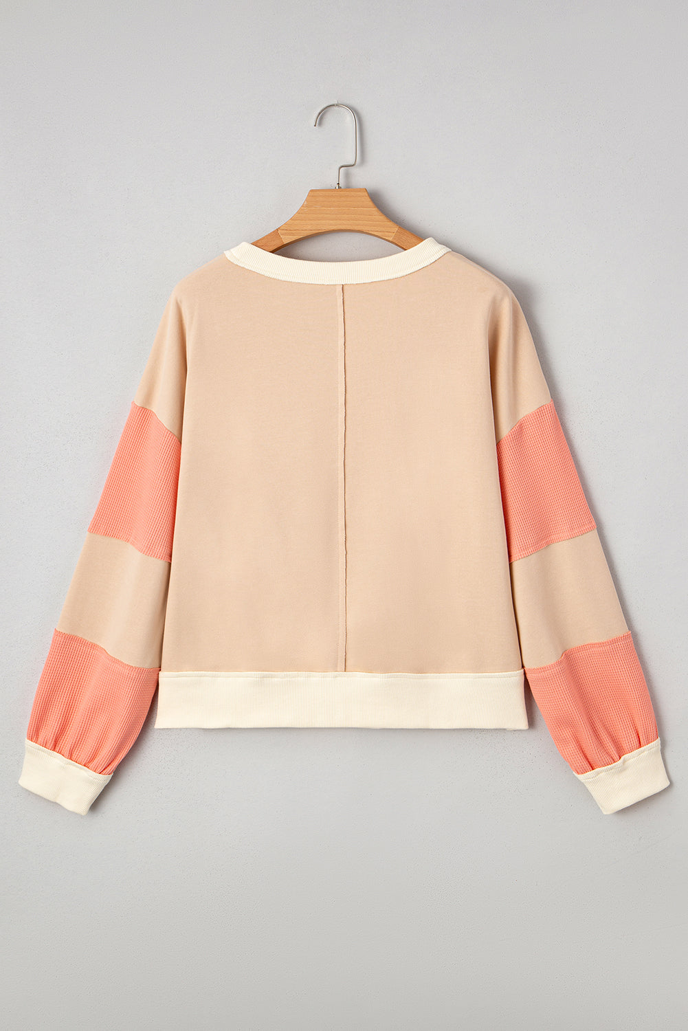 Light French Beige Color Block Sweatshirt