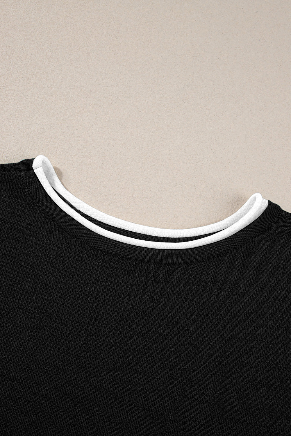 Black Contrast Trim Sweater Knit Pant Set