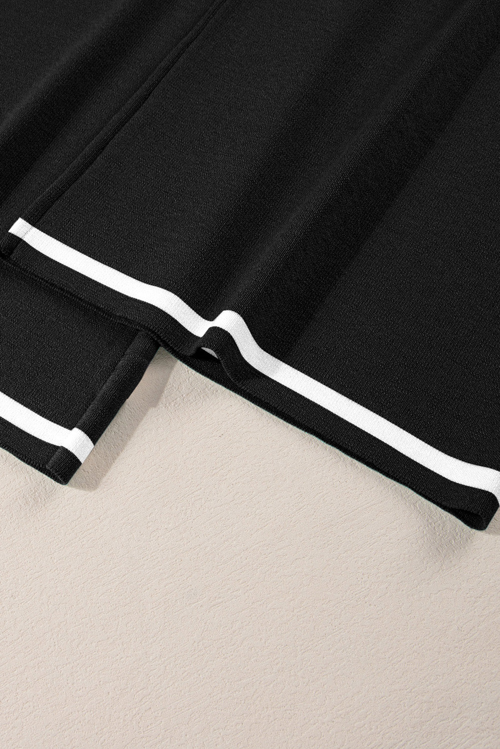 Black Contrast Trim Sweater Knit Pant Set
