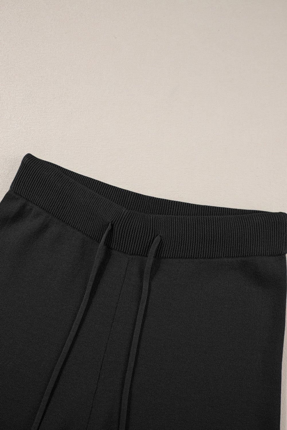 Black Contrast Trim Sweater Knit Pant Set