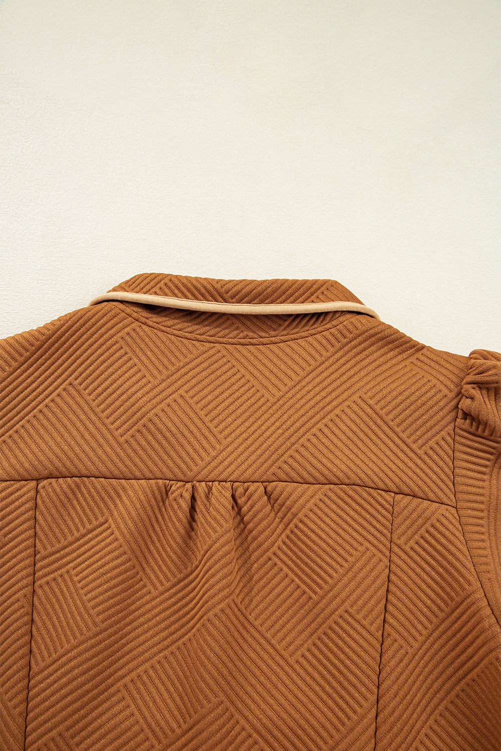 Desert Gold Quarter Zip Collar Bracelet Sleeve Textured Dress
