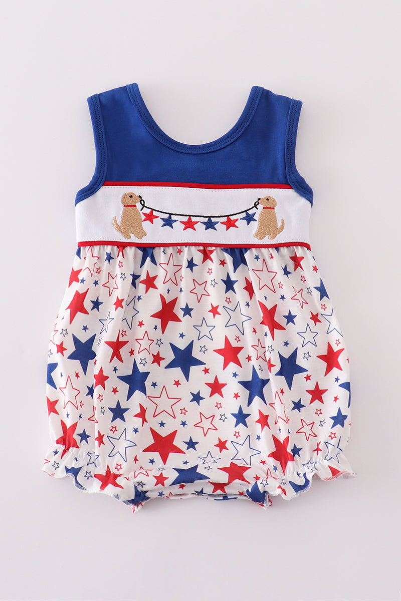 Adorable Blue Puppy Star Embroidered Bubble