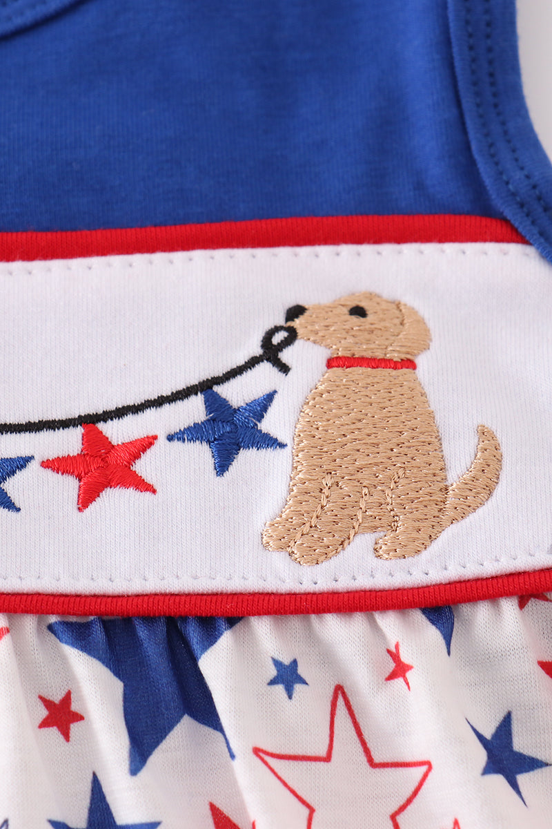 Adorable Blue Puppy Star Embroidered Bubble