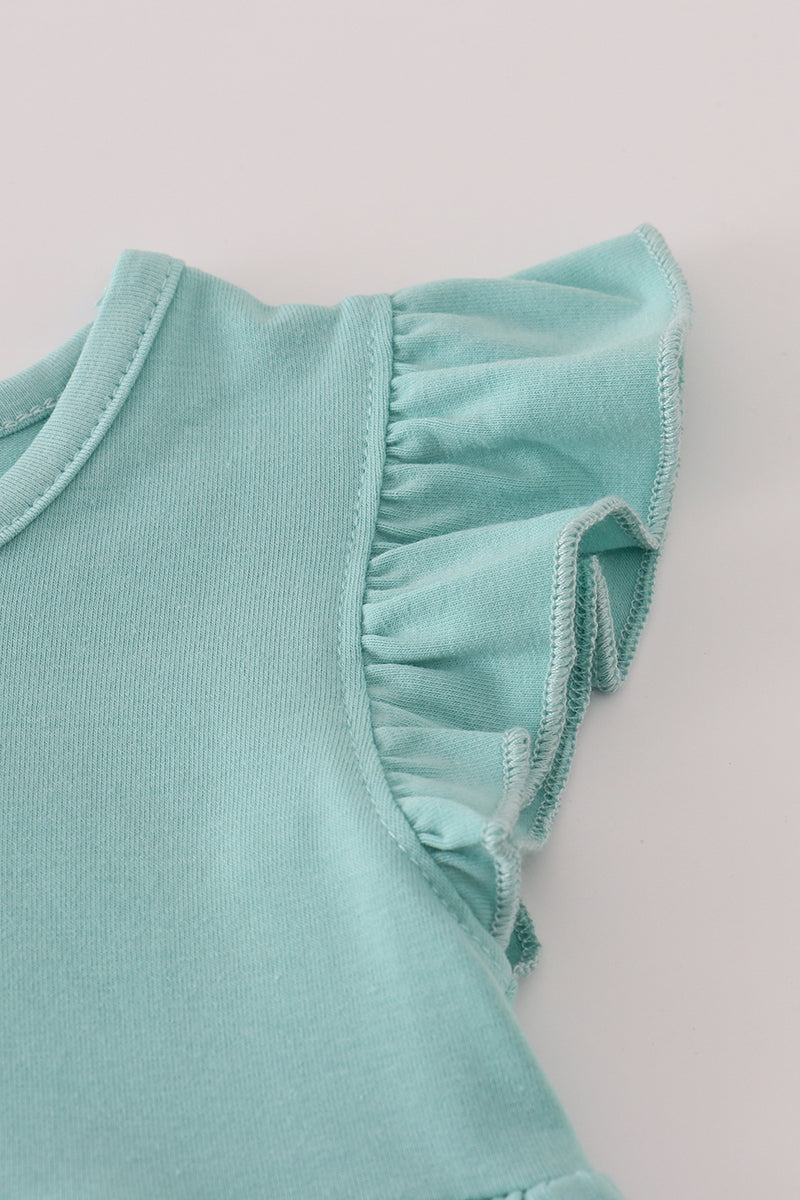 Mint Flutter Sleeve Top Floral Bloomers Set