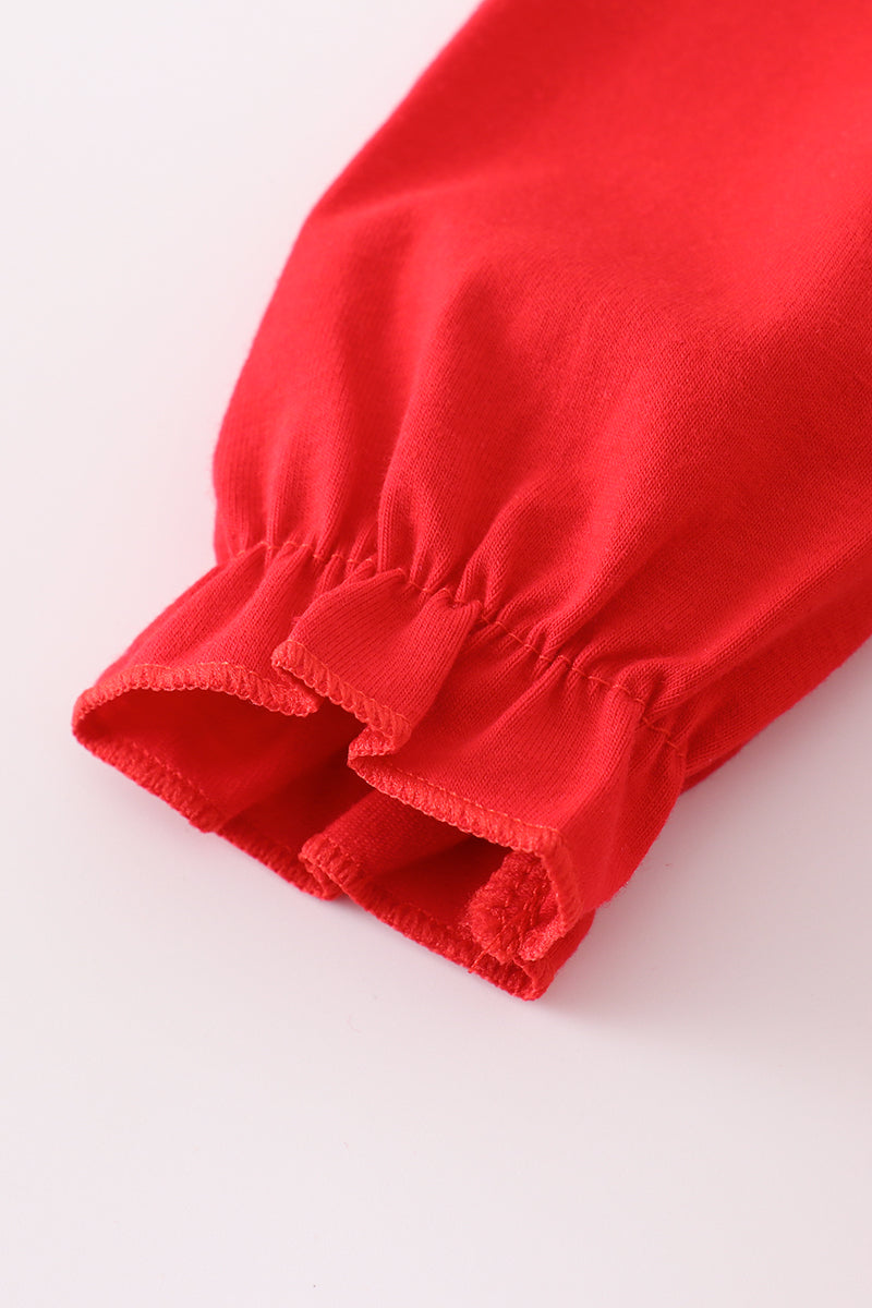 Bulldog Embroidered Baby Romper – Red & Gingham