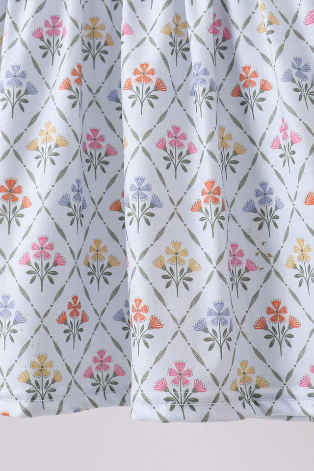 Blue Floral Ruffle Bloomer Set