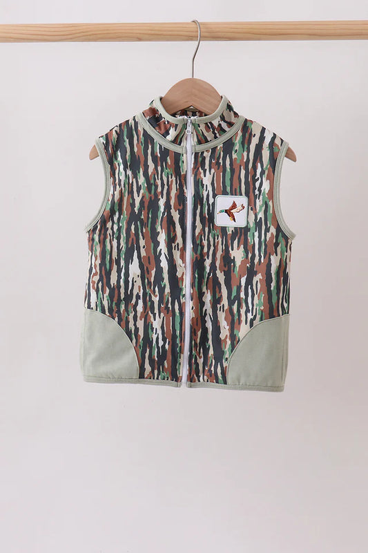 Camo Duck Embroidered Zip Vest