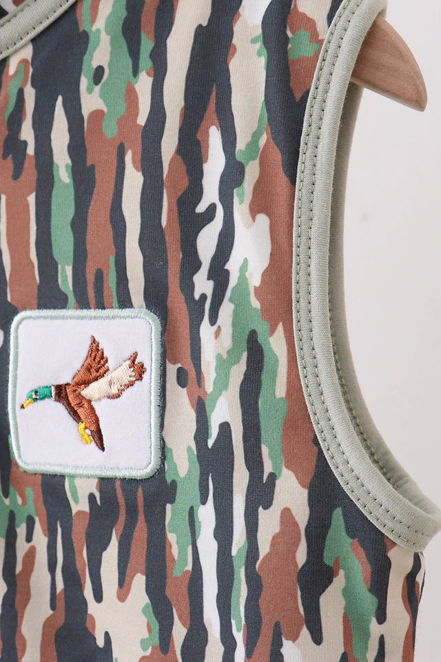 Camo Duck Embroidered Zip Vest
