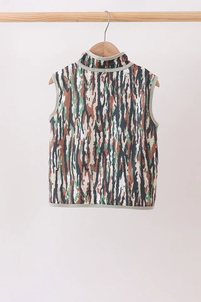 Camo Duck Embroidered Zip Vest