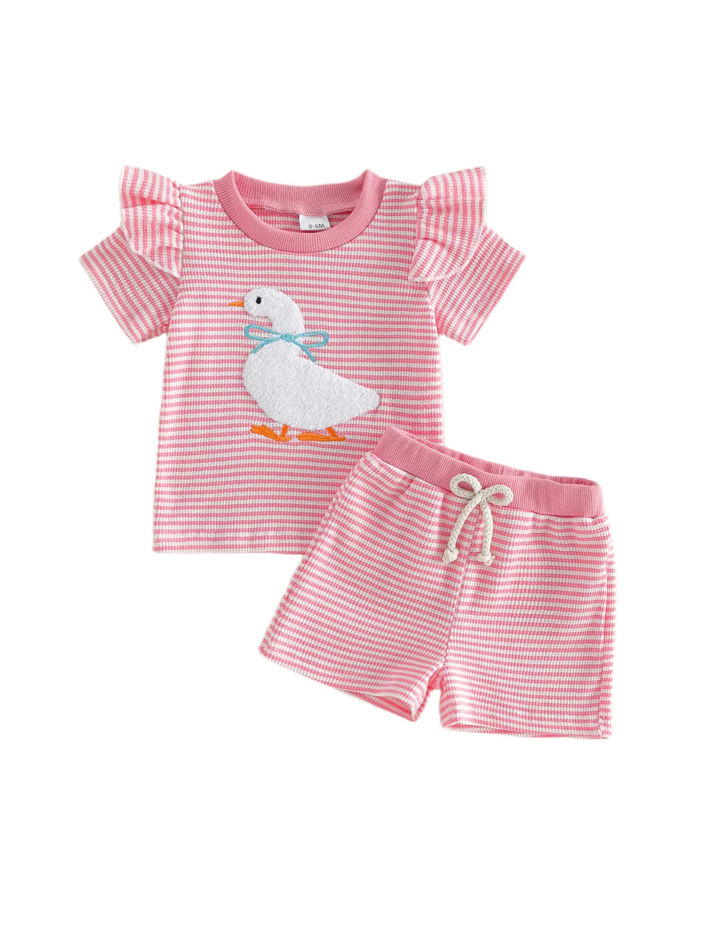 Pink Stripe Goose Short Set