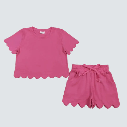Girls Pink Scallop Set