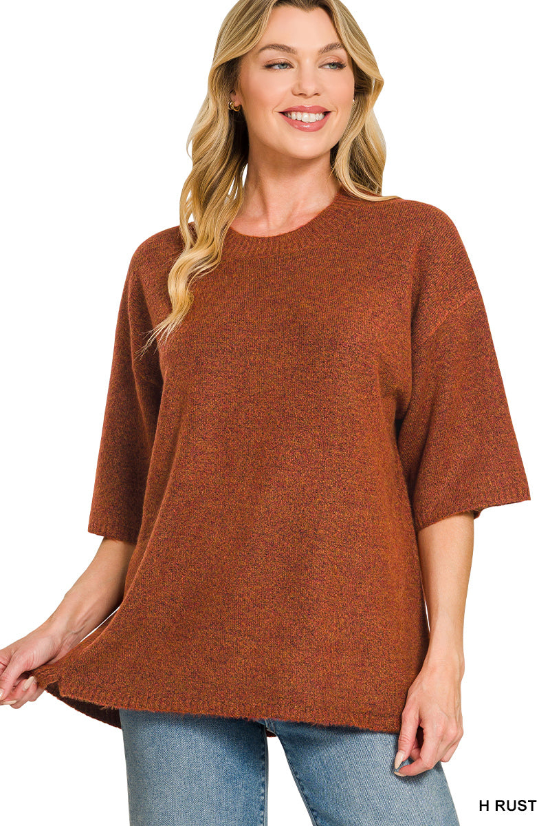 Zenana Short Sleeve Oversized Sweater