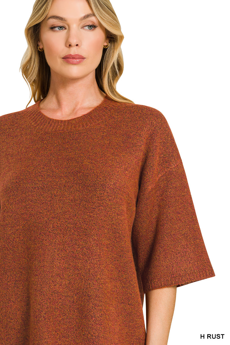 Zenana Short Sleeve Oversized Sweater