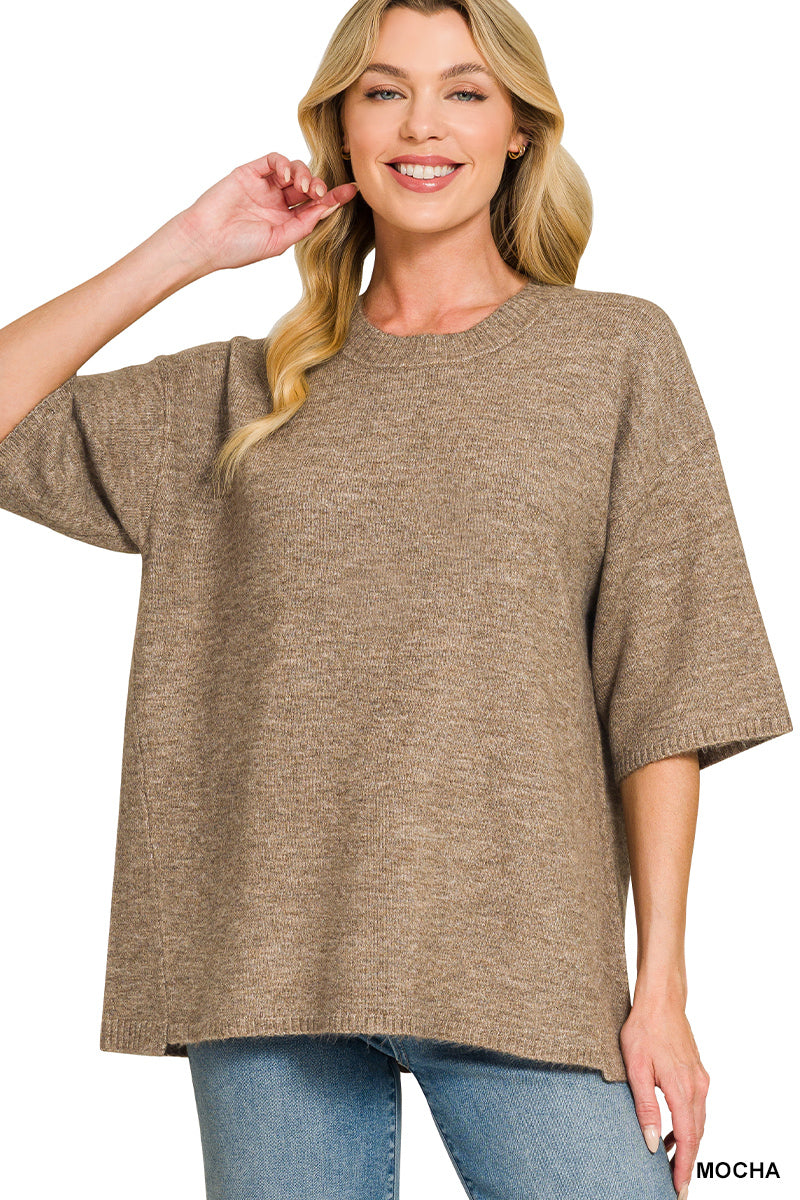 Zenana Short Sleeve Oversized Sweater