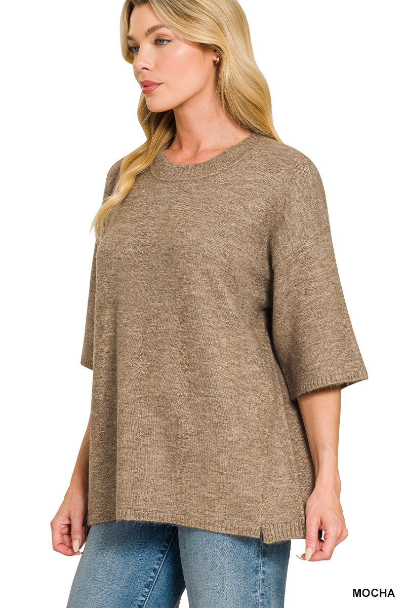 Zenana Short Sleeve Oversized Sweater