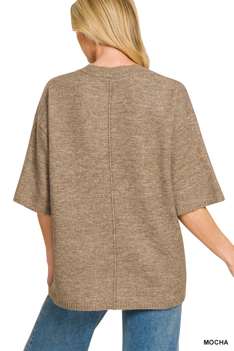 Zenana Short Sleeve Oversized Sweater