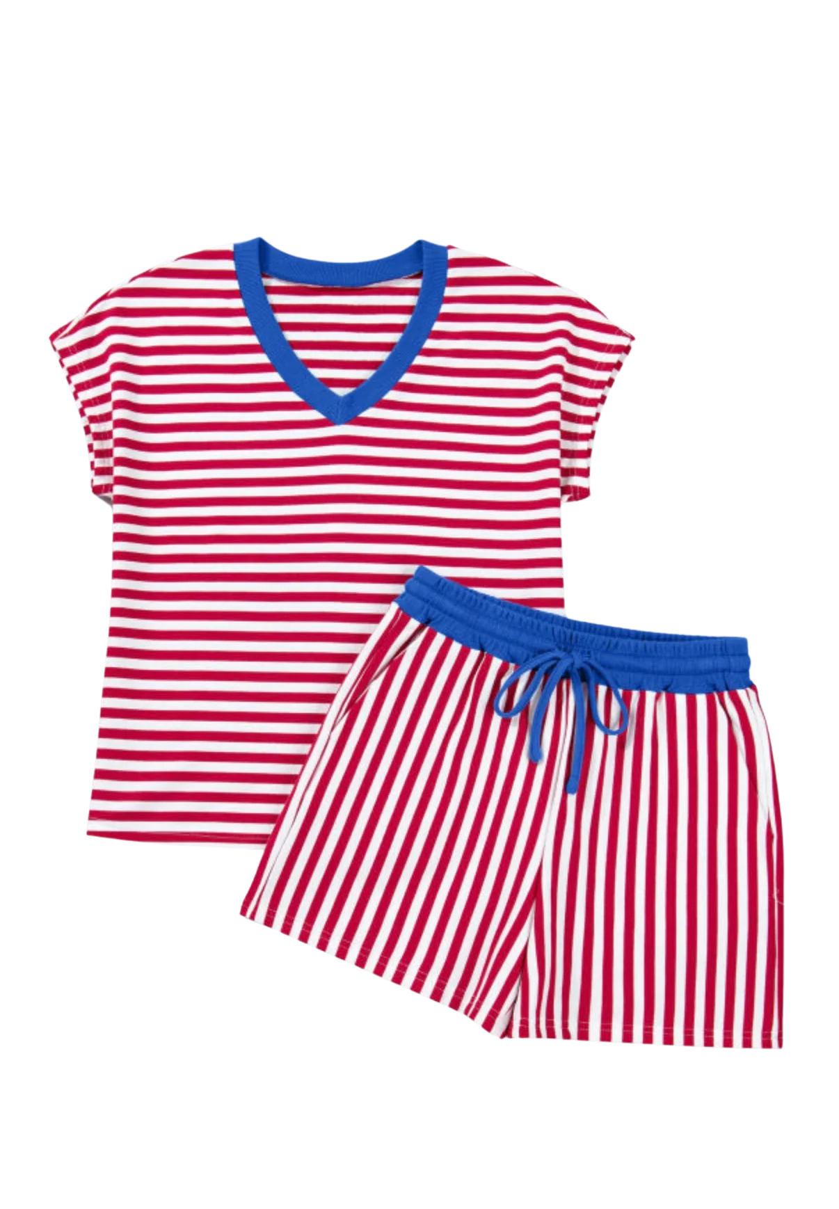 Red Striped Short Set